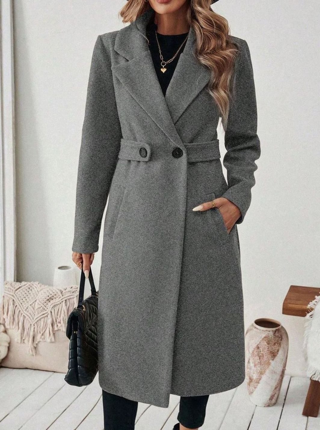 Whitney belted long wool coat – image 13