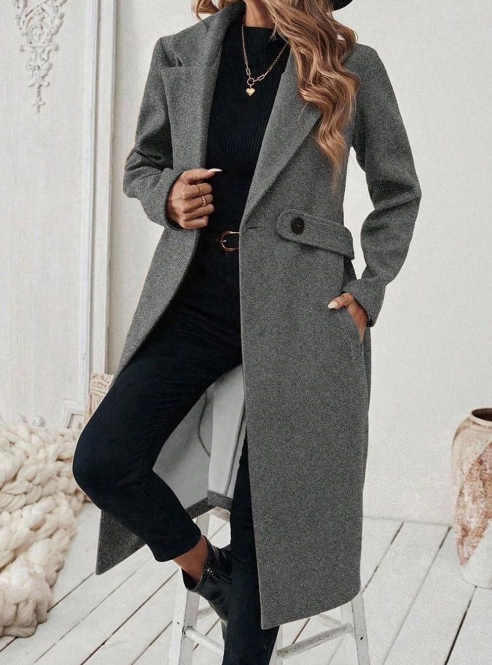 Whitney belted long wool coat – image 14