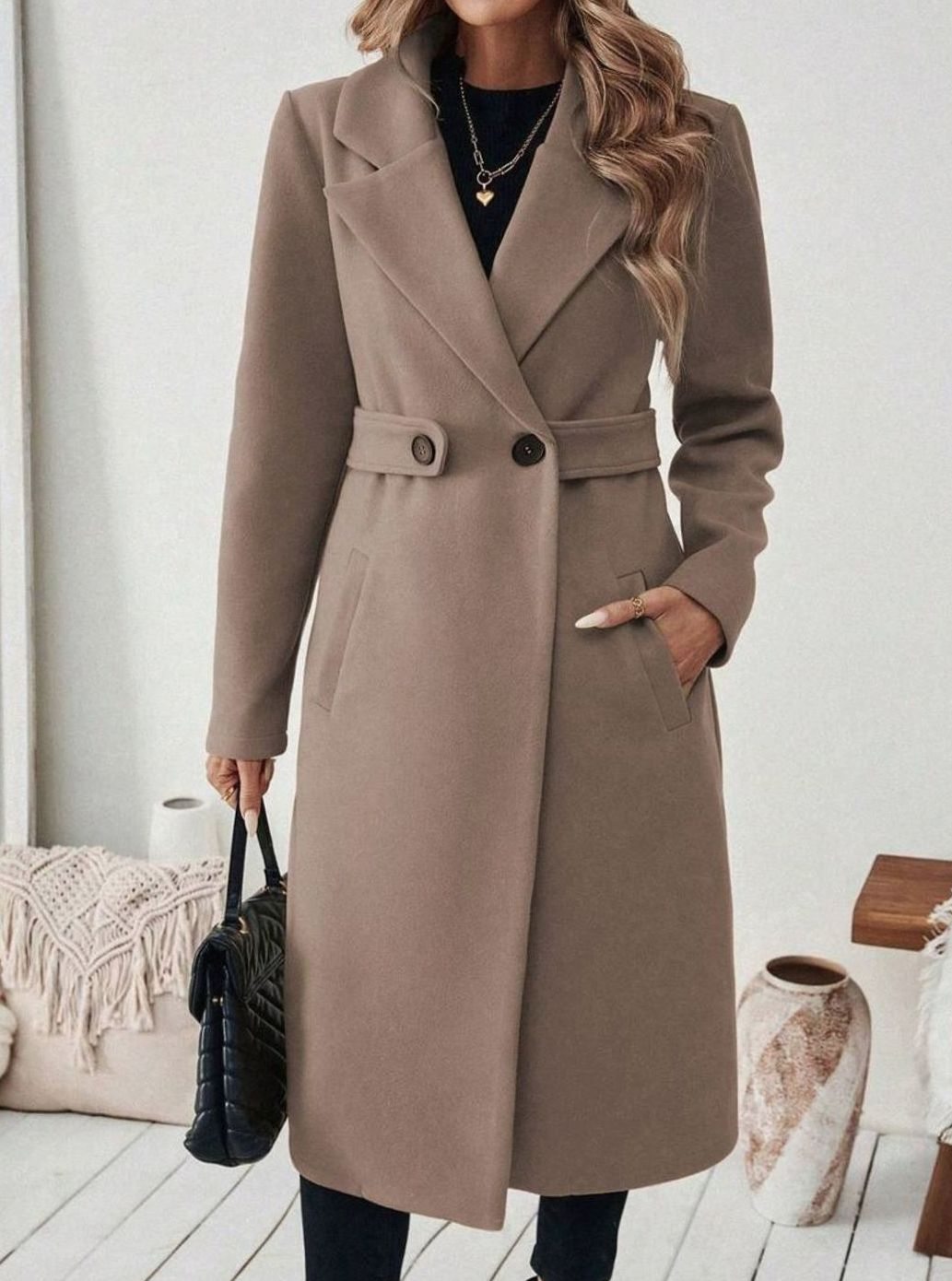 Whitney belted long wool coat – image 9