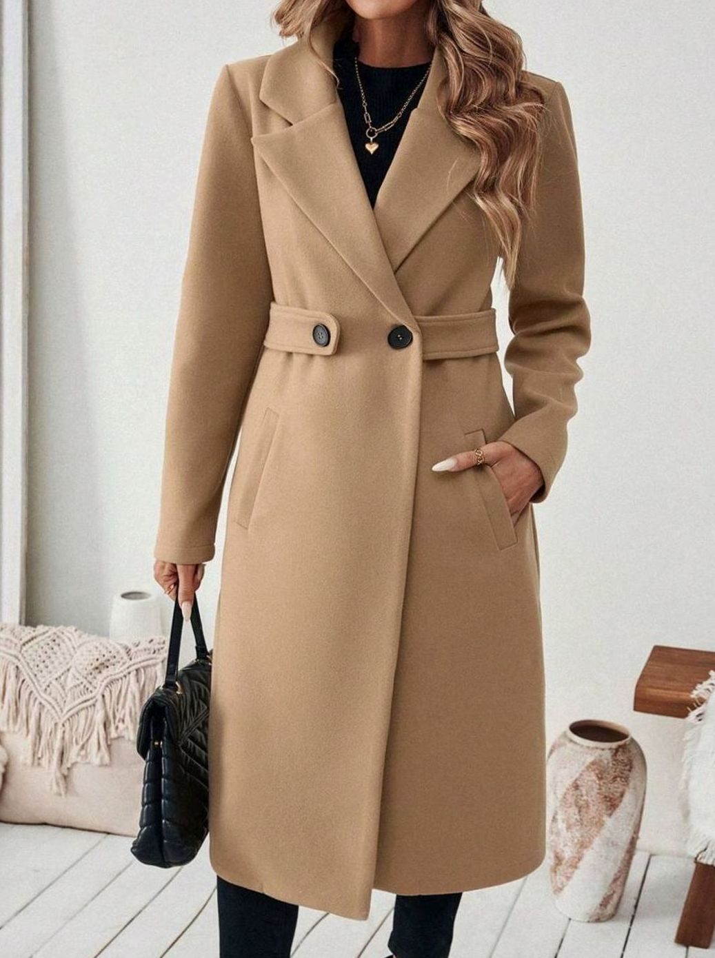 Whitney belted long wool coat
