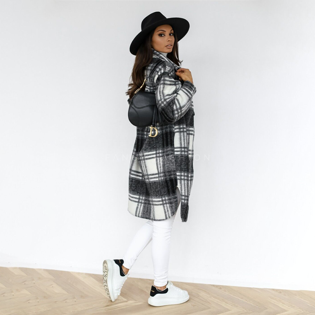 Kira long plaid coat