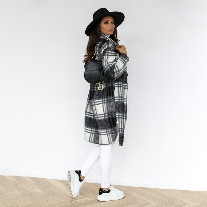 Kira long plaid coat