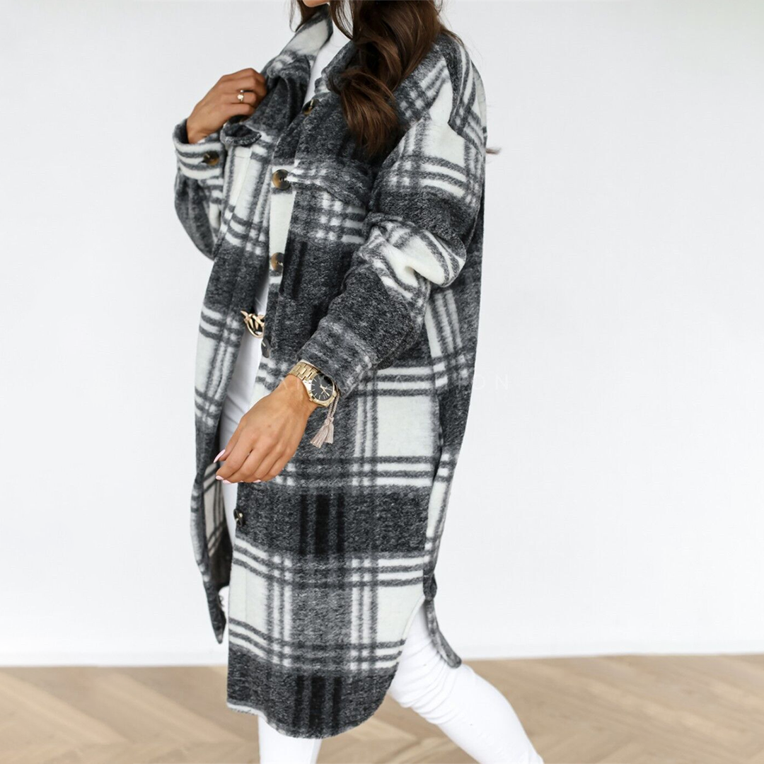 Kira long plaid coat – image 8