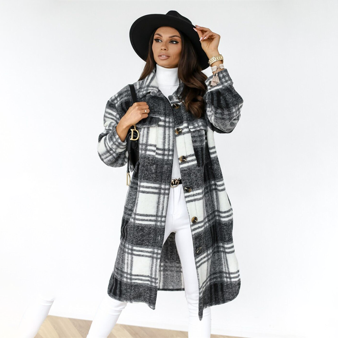 Kira long plaid coat – image 3
