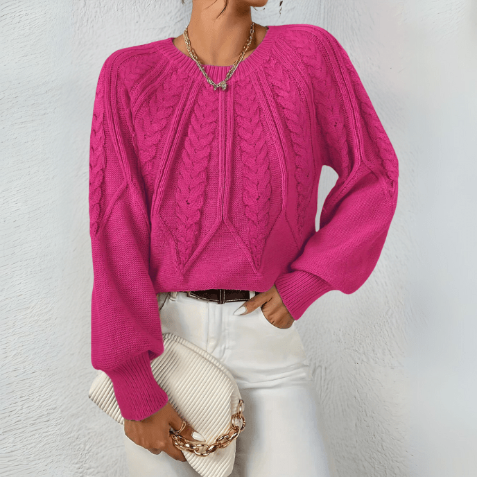 Lennon cable knit puff sleeve sweater – image 10