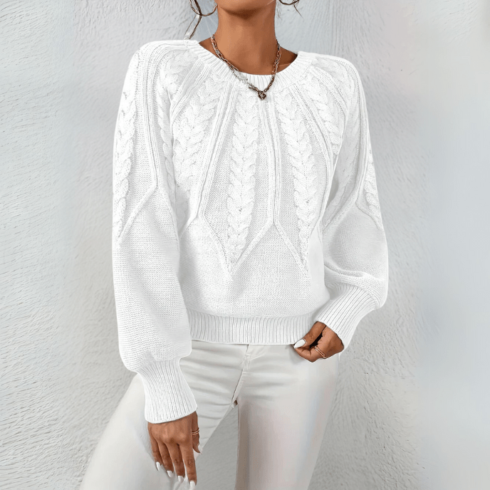 Lennon cable knit puff sleeve sweater – image 3