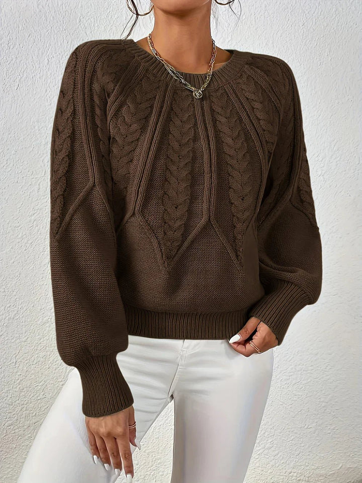 Lennon cable knit puff sleeve sweater – image 4