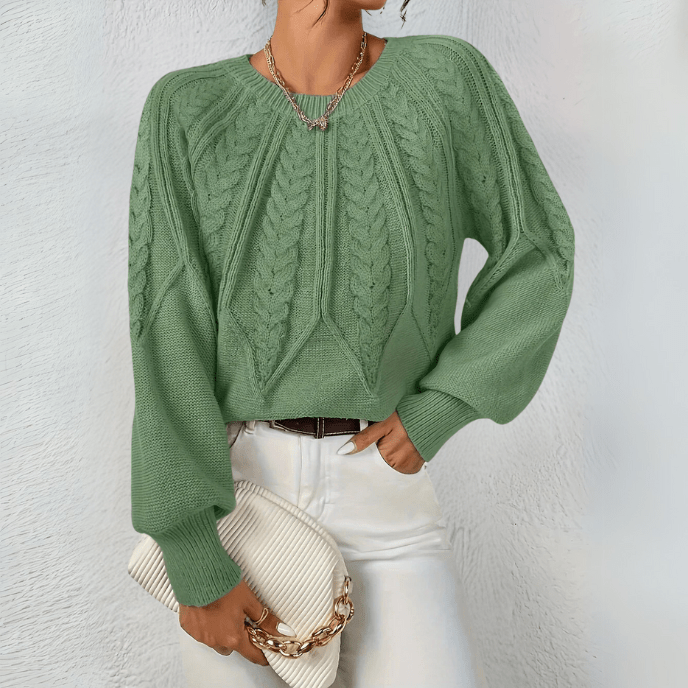 Lennon cable knit puff sleeve sweater – image 5