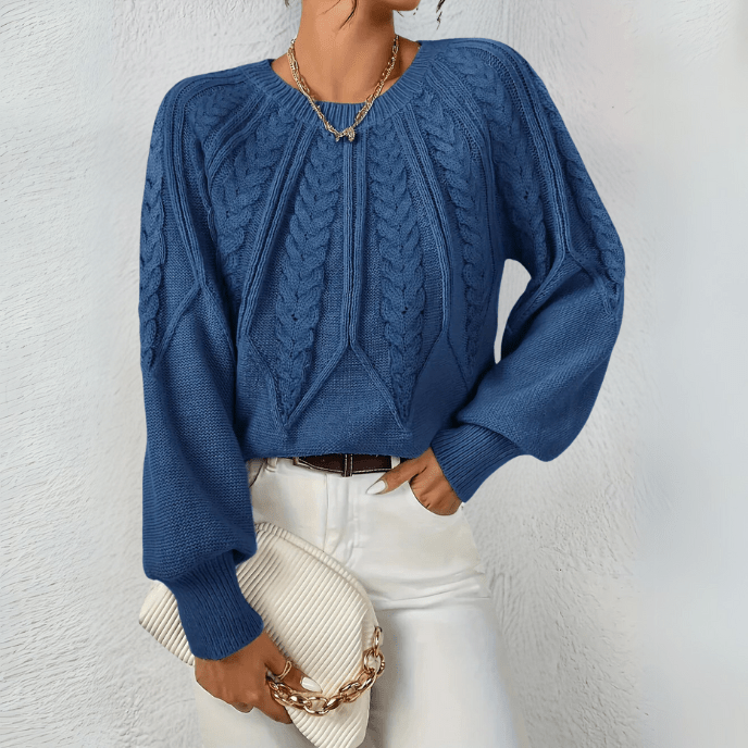 Lennon cable knit puff sleeve sweater – image 7