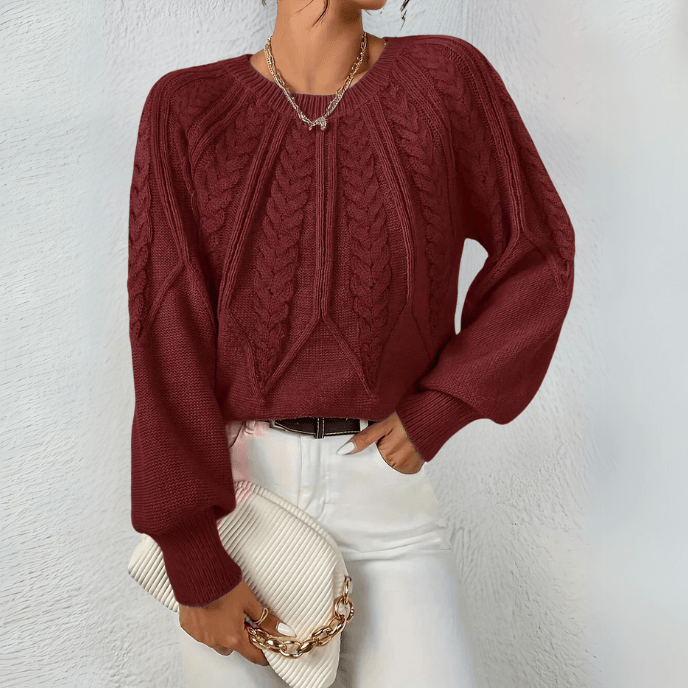 Lennon cable knit puff sleeve sweater – image 8