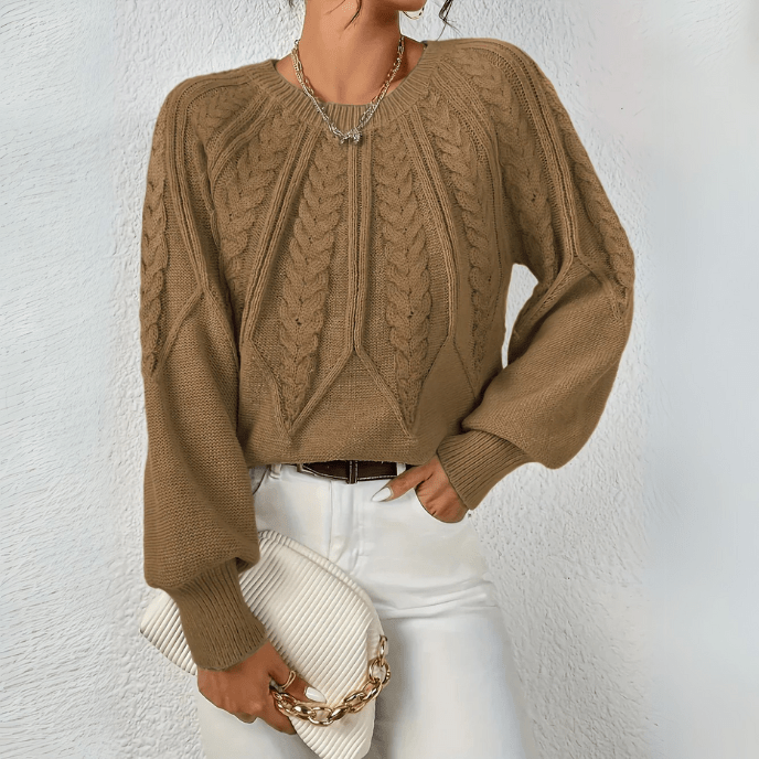 Lennon cable knit puff sleeve sweater