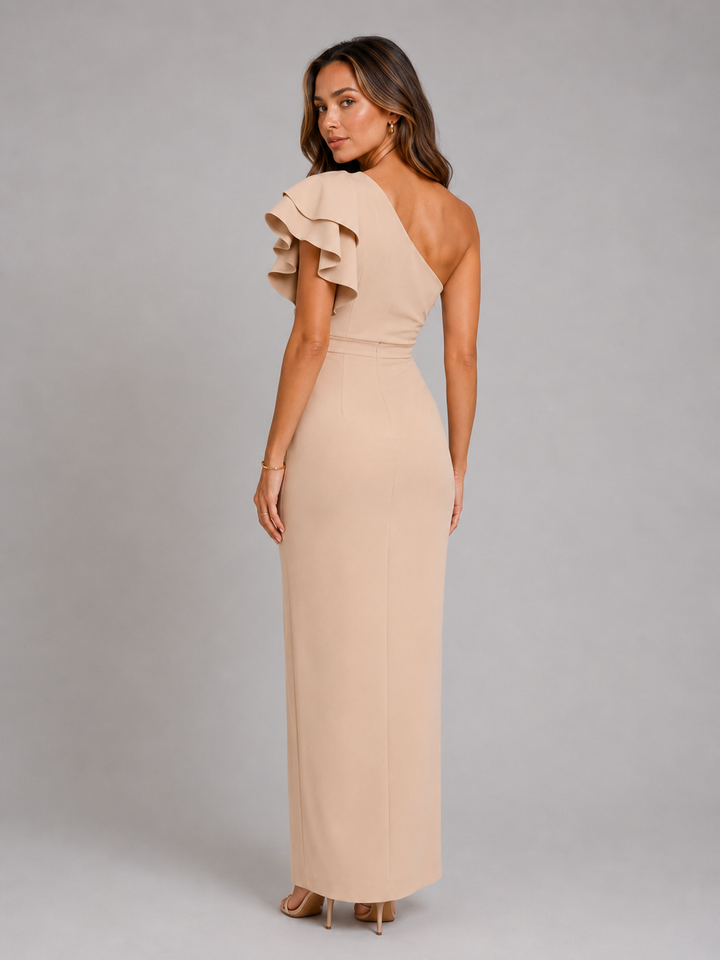 Celeste one shoulder ruffle evening dress – image 2