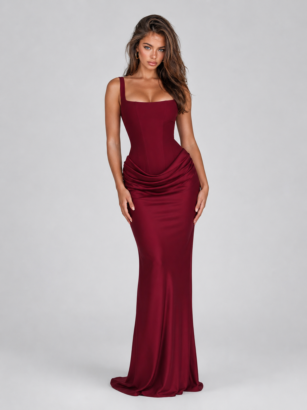 Jenna square neck bodycon corset maxi dress