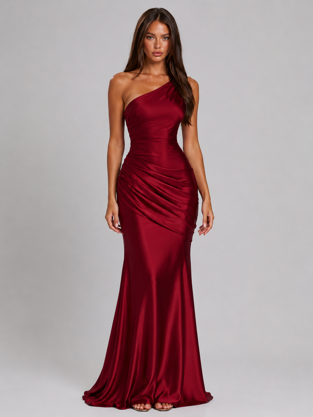 Valerie one shoulder satin maxi dress