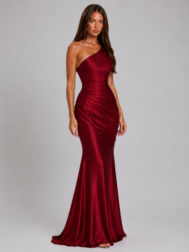 Valerie one shoulder satin maxi dress – image 4