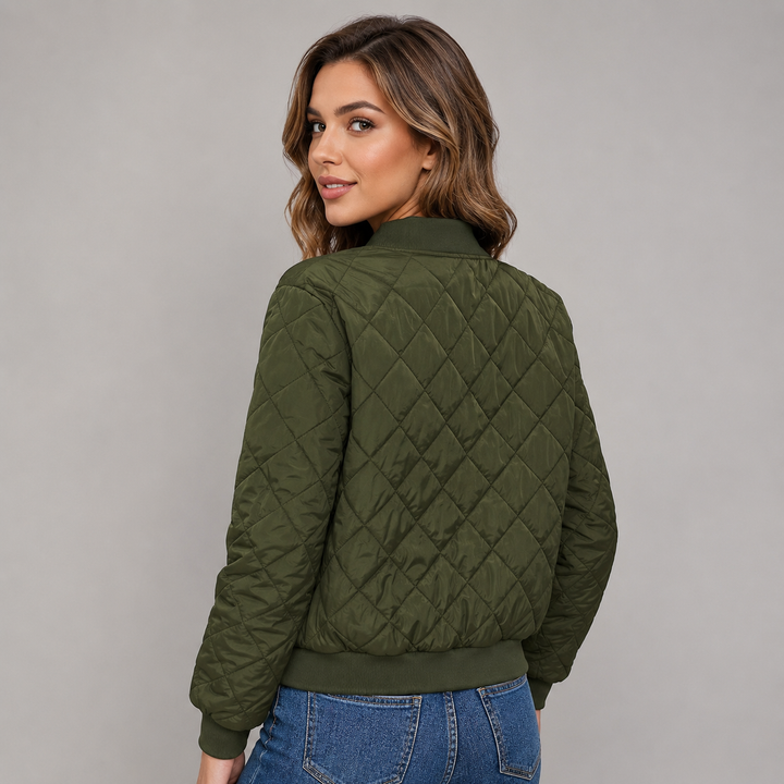 Deanna cropped diamond quilted bomber jacket – image 2