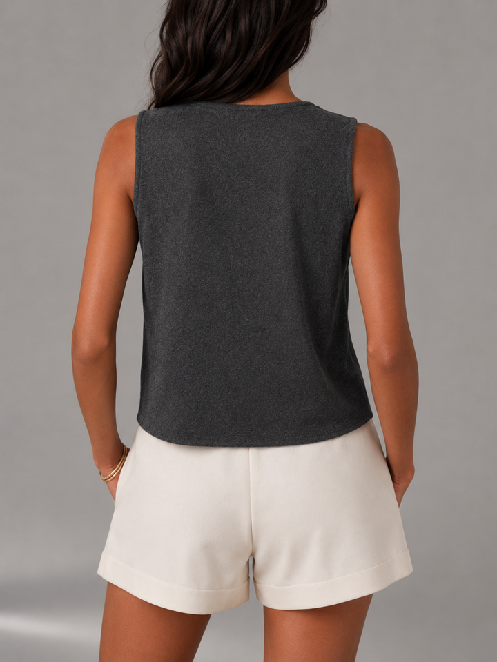 Phoebe v neck button front knit vest – image 2