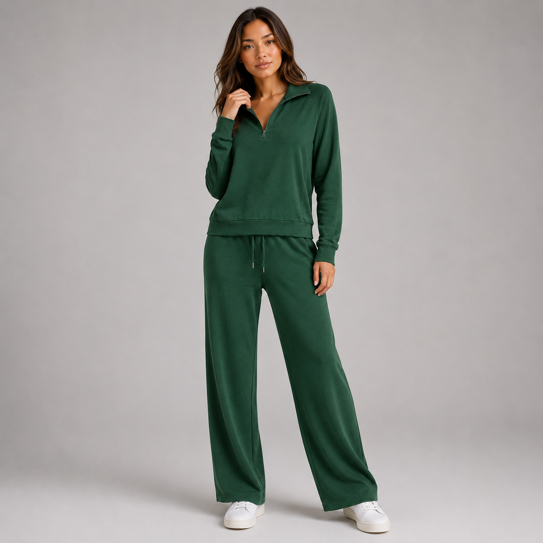 Lucinda half zip lounge set with wide leg pants – image 7