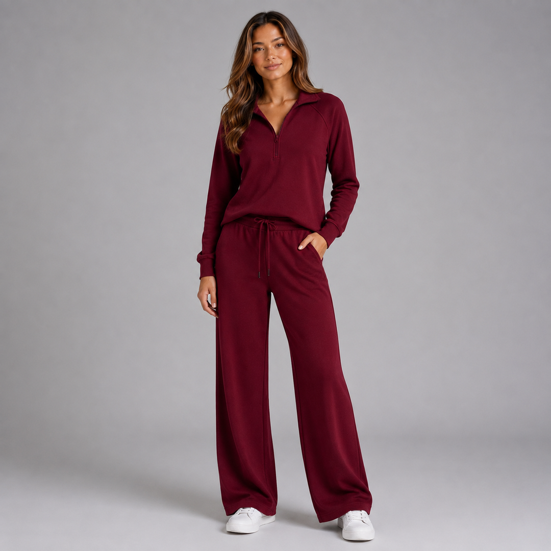 Lucinda half zip lounge set with wide leg pants – image 6