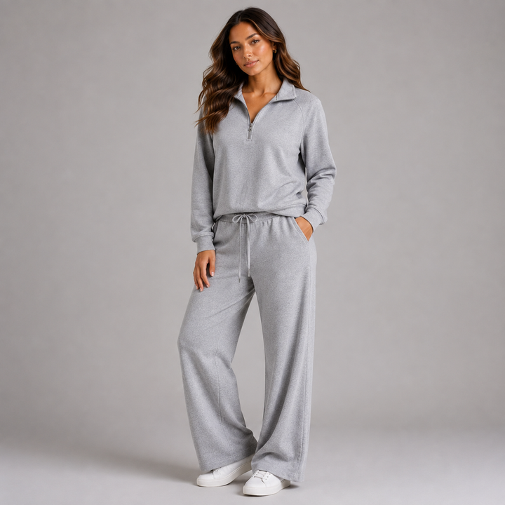Lucinda half zip lounge set with wide leg pants – image 5