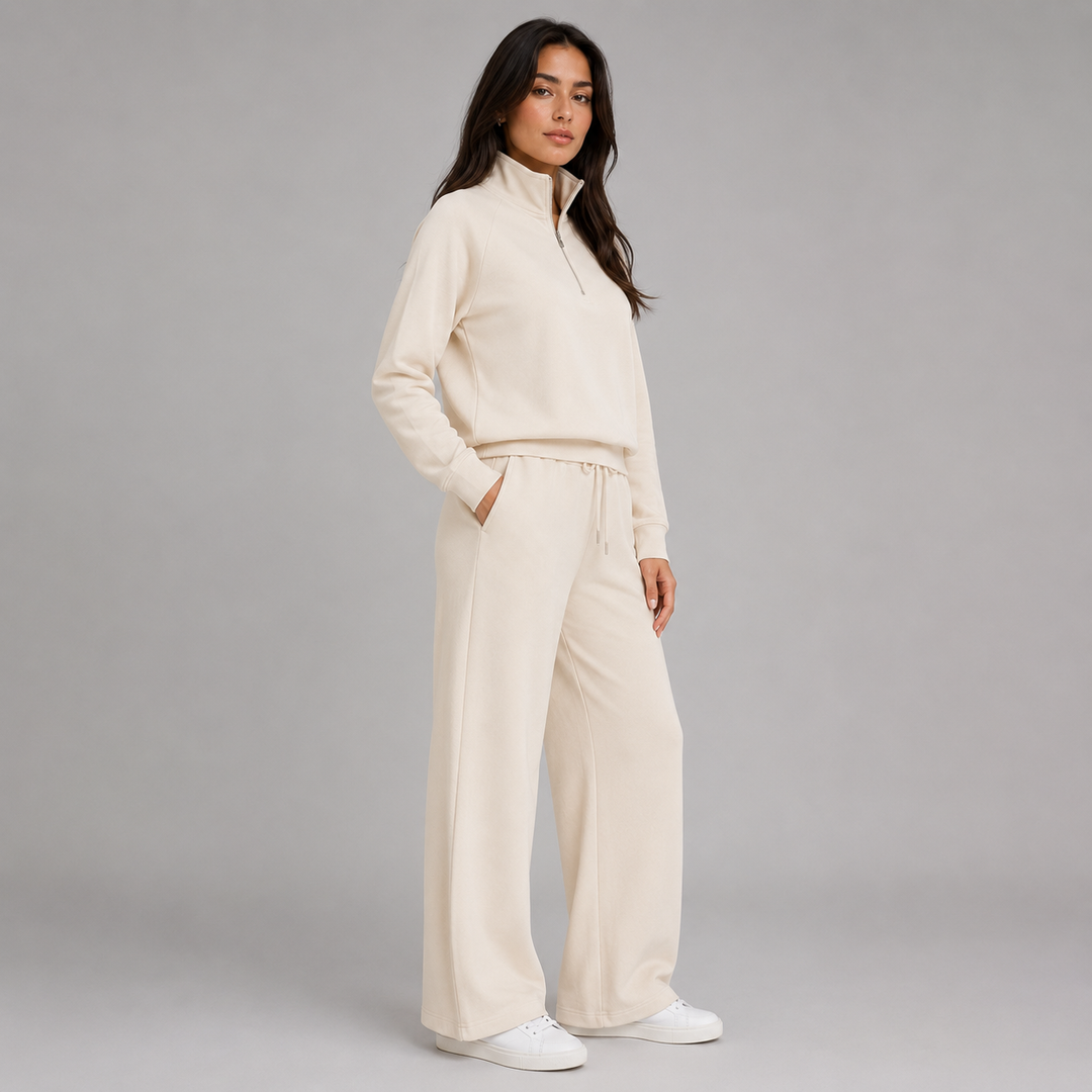 Lucinda half zip lounge set with wide leg pants – image 3