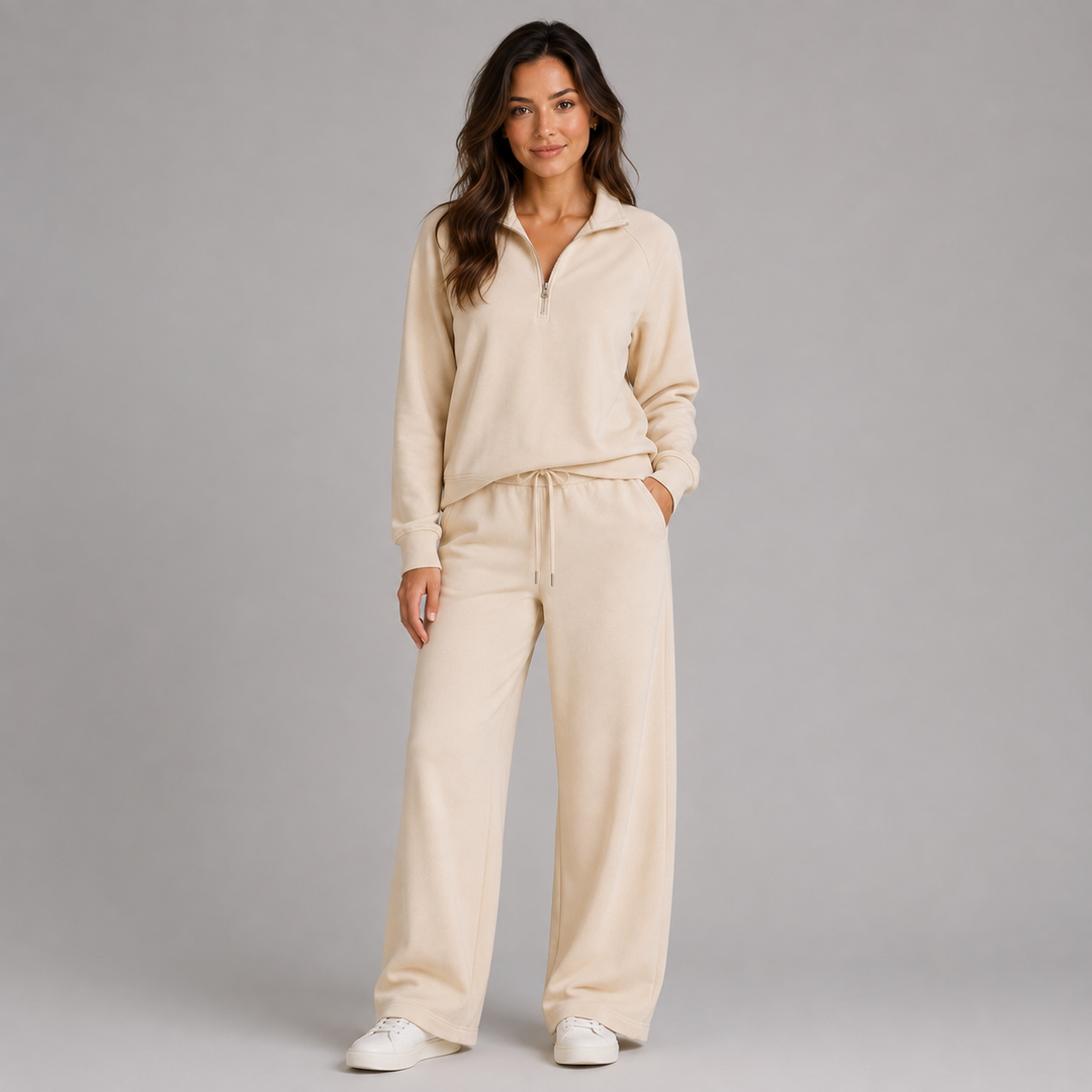 Lucinda half zip lounge set with wide leg pants