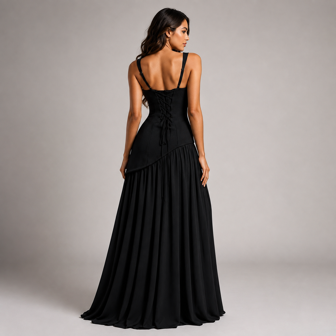 Alma satin maxi dress with side slit – image 10