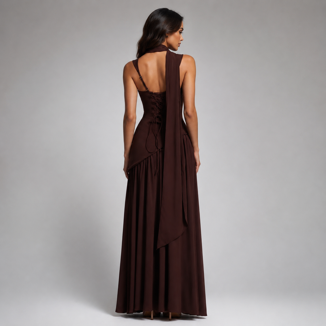 Alma satin maxi dress with side slit – image 6