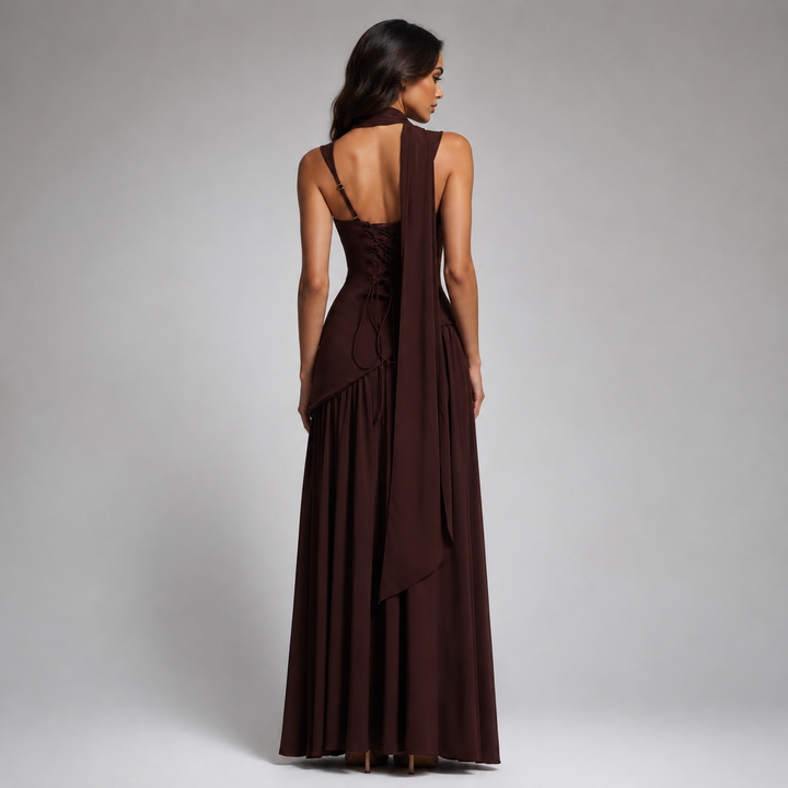 Alma satin maxi dress with side slit – image 6