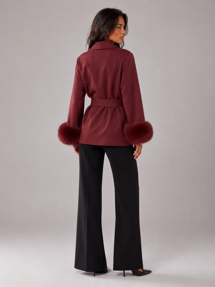 Kimberly belted coat with faux fur cuffs – image 18