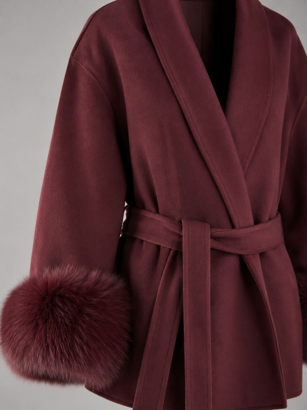 Kimberly belted coat with faux fur cuffs – image 17