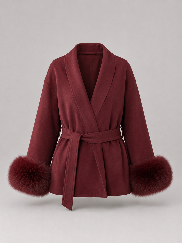 Kimberly belted coat with faux fur cuffs – image 16