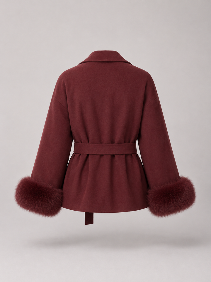 Kimberly belted coat with faux fur cuffs – image 15