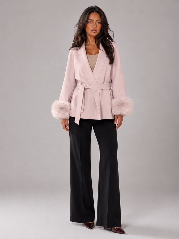 Kimberly belted coat with faux fur cuffs – image 14