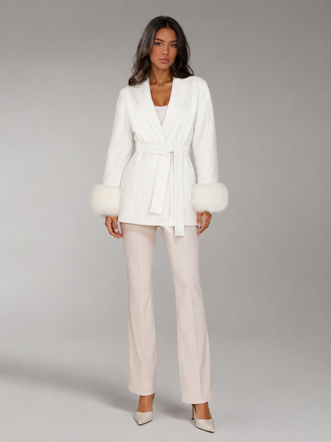 Kimberly belted coat with faux fur cuffs – image 11