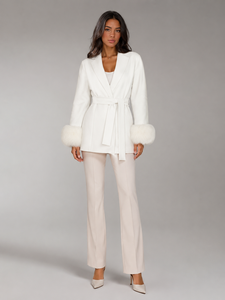 Kimberly belted coat with faux fur cuffs – image 11