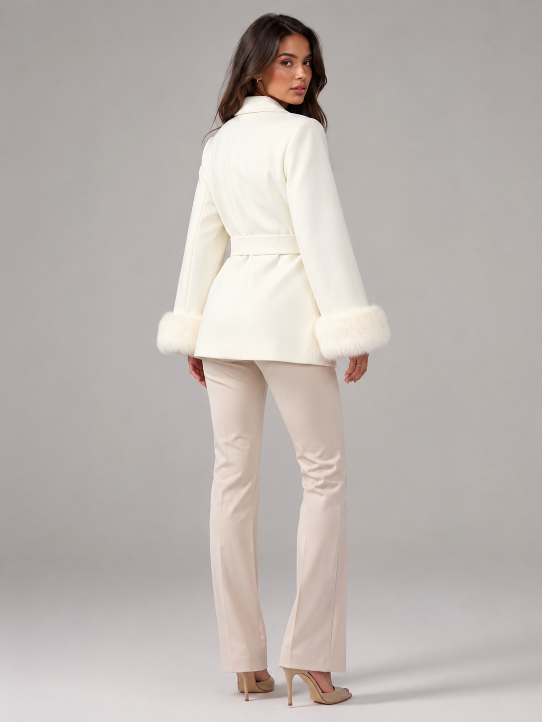 Kimberly belted coat with faux fur cuffs – image 10