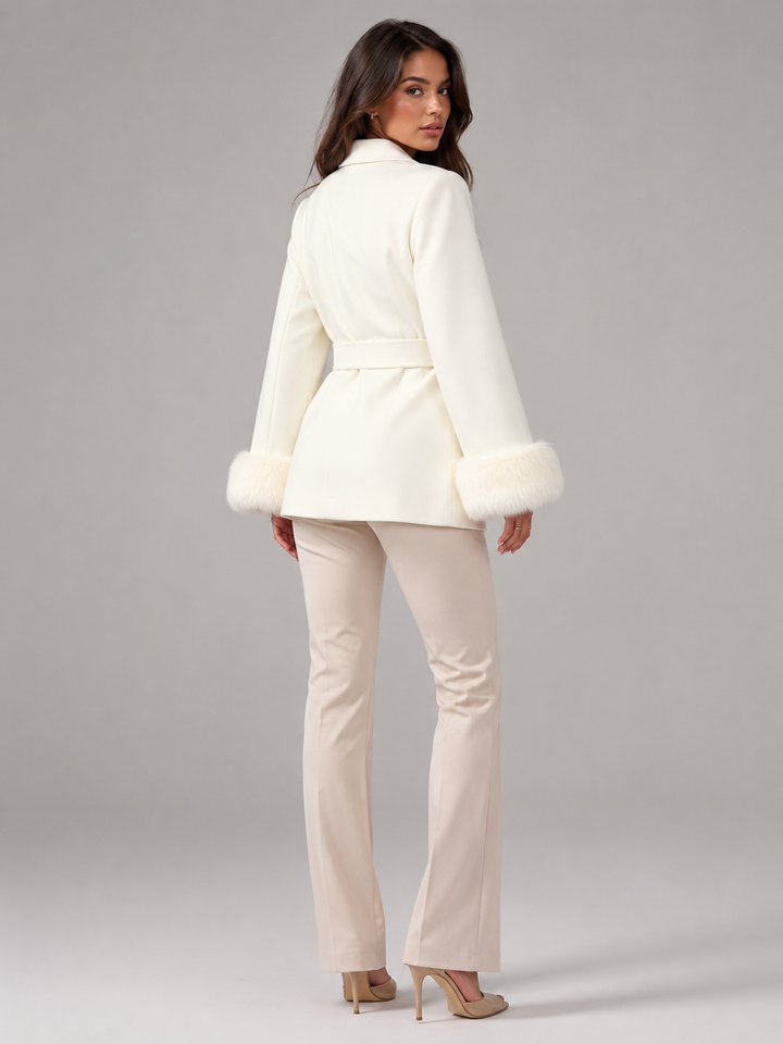 Kimberly belted coat with faux fur cuffs – image 10