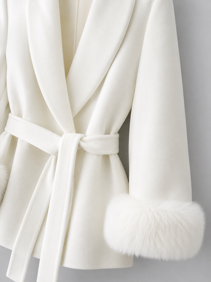 Kimberly belted coat with faux fur cuffs – image 9