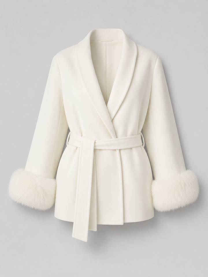 Kimberly belted coat with faux fur cuffs – image 8