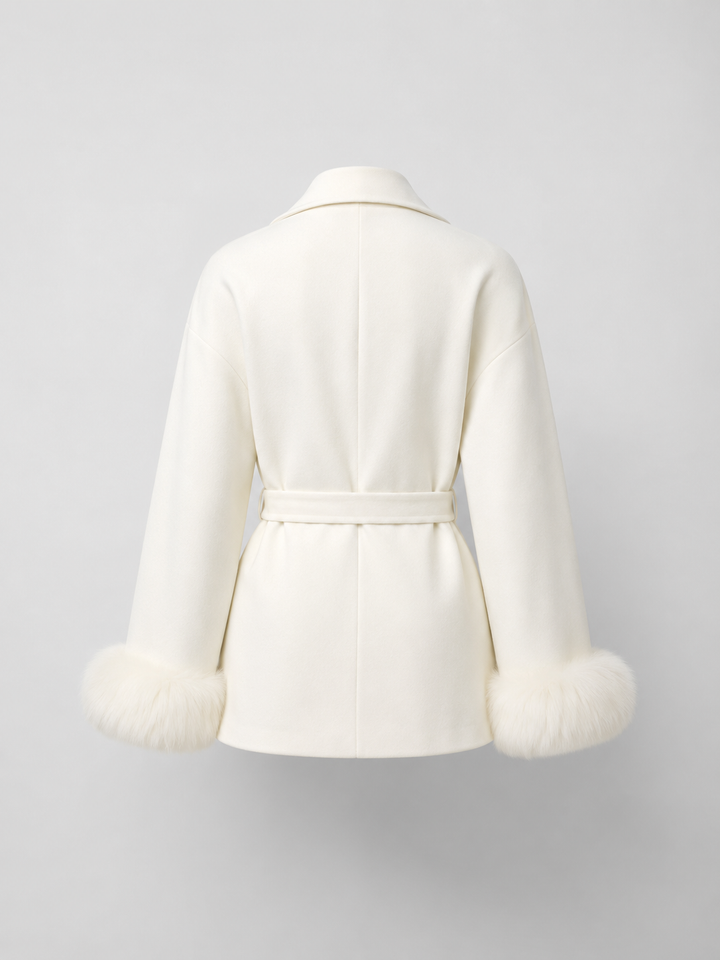 Kimberly belted coat with faux fur cuffs – image 7