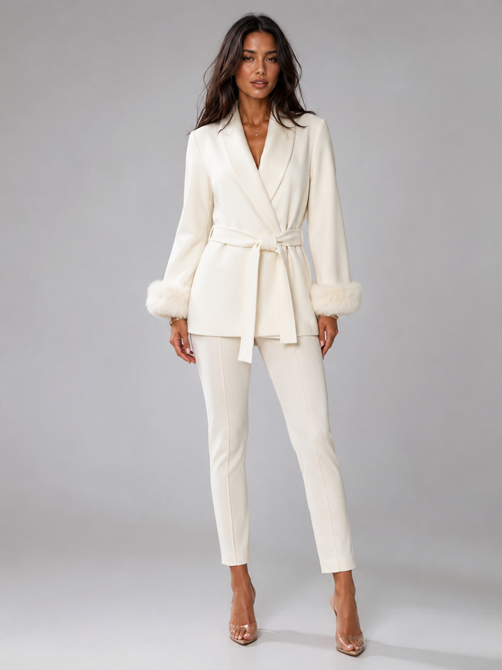 Kimberly belted coat with faux fur cuffs – image 4