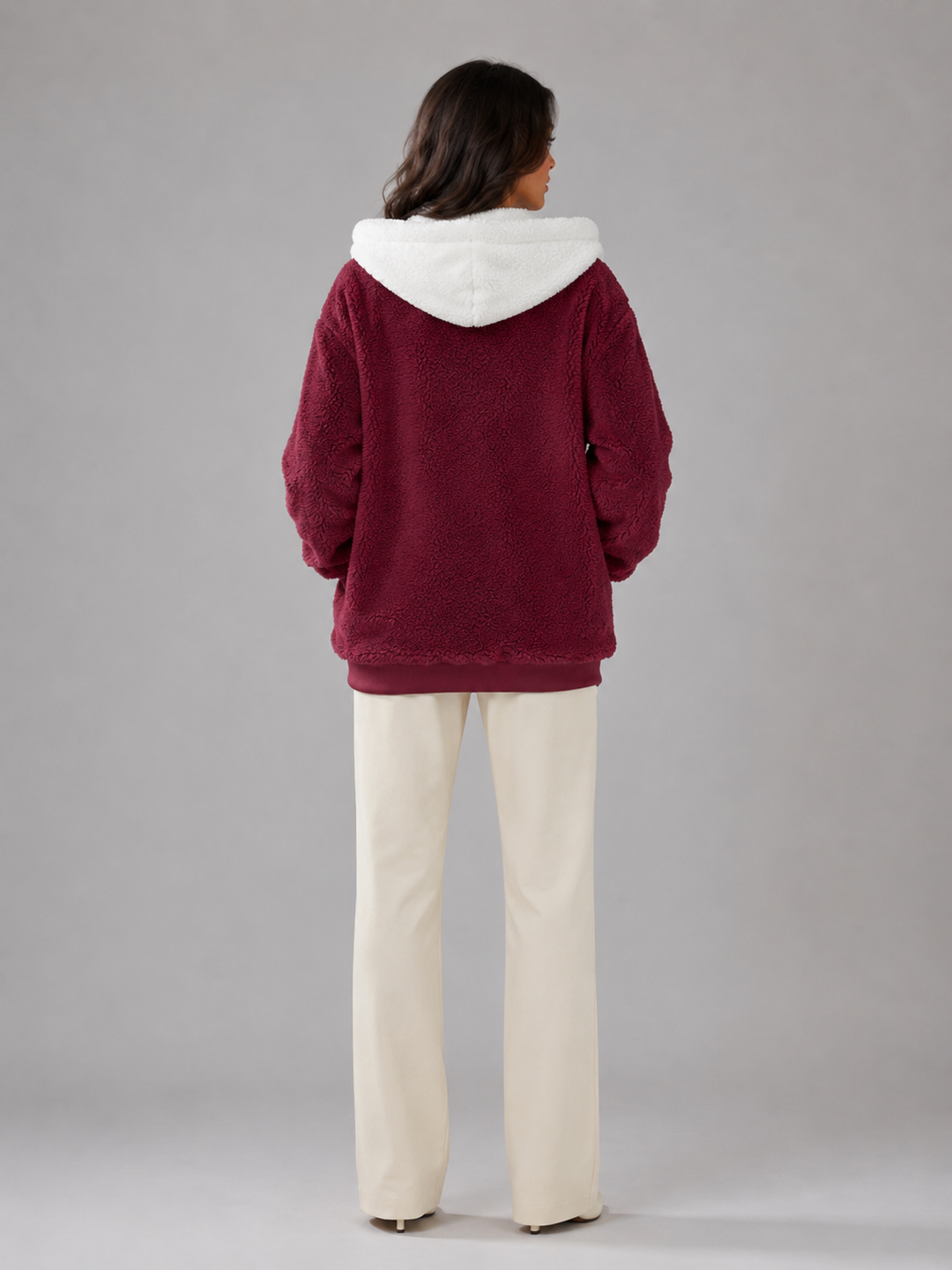 Molly contrast hood sherpa zip up jacket – image 10