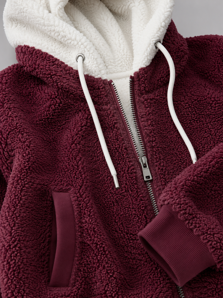 Molly contrast hood sherpa zip up jacket – image 9