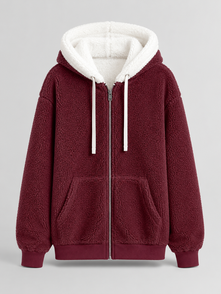Molly contrast hood sherpa zip up jacket – image 8