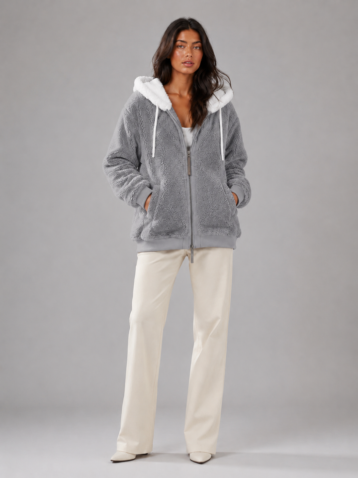 Molly contrast hood sherpa zip up jacket – image 6