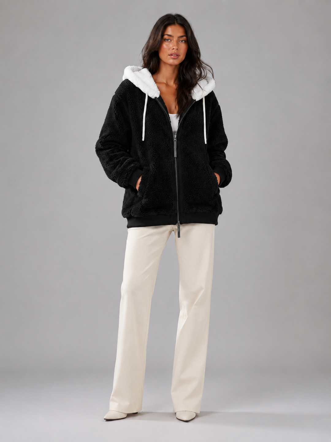 Molly contrast hood sherpa zip up jacket – image 5