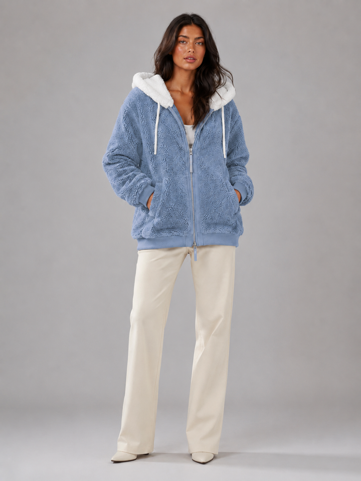 Molly contrast hood sherpa zip up jacket – image 4