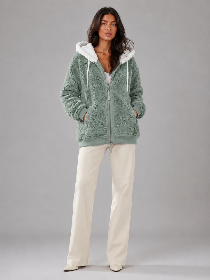 Molly contrast hood sherpa zip up jacket – image 2