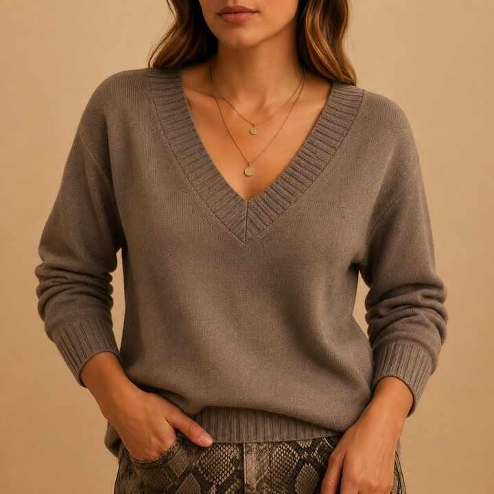 Mackenzie ribbed V neck sweater – image 11